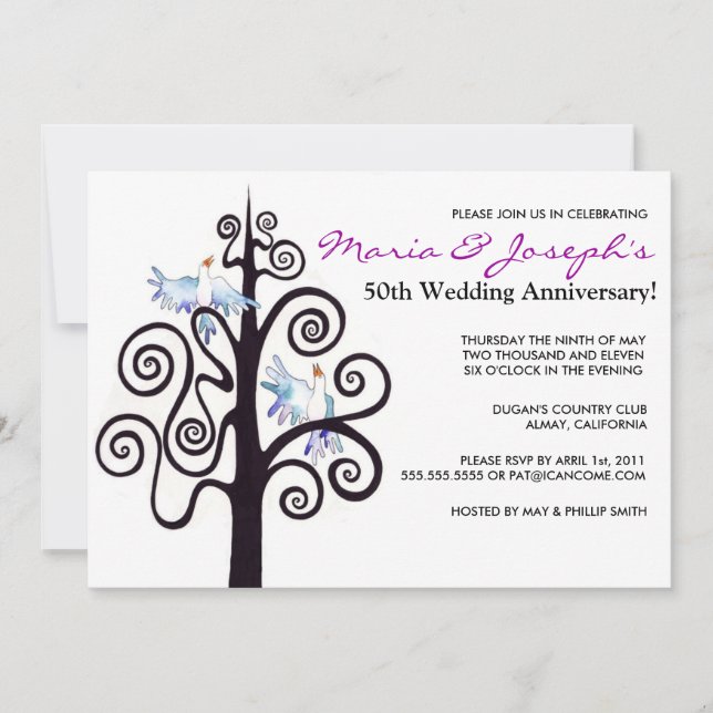 Tree of Life Wedding Anniversary Party Invitation (Front)