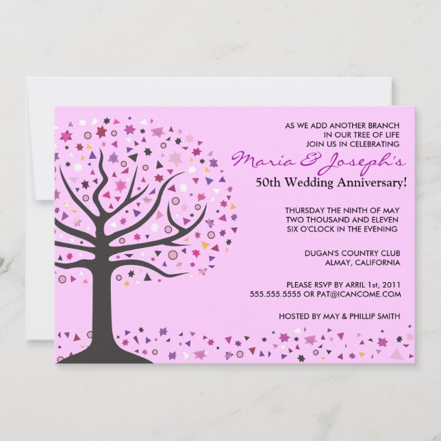 Tree of Life Wedding Anniversary Party Invitation (Front)