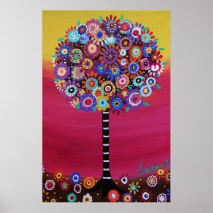 TREE OF LIFE WHIMSICAL TREE PAINTING POSTER