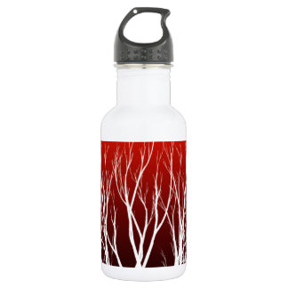 Tree of Life: White trees on Red Art 532 Ml Water Bottle