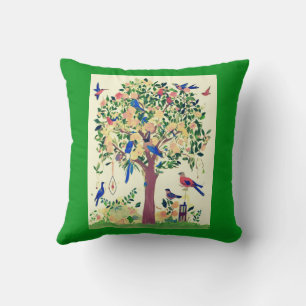 Tree of Life with Birds and Flowers Cushion