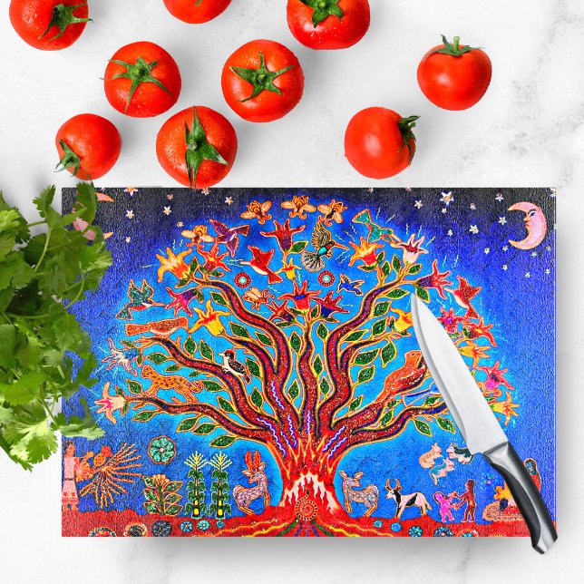 Tree Of Life With Birds & Flowers In The Night Sky Cutting Board (Creator Uploaded)