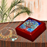 Tree Of Life With Birds & Flowers In The Night Sky Gift Box<br><div class="desc">Colourful tree of life home decor piece, with brown branches and green leaves. The branches have red, purple, yellow and white flowers. We can also call it a hummingbird’s tree of life. At the bottom, we see a deer, a goat, corn, peyote and a child playing. At the top, stars...</div>