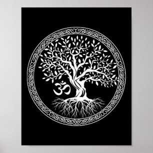 Tree Of Life With Om Symbol Yoga Zen Meditation Sp Poster