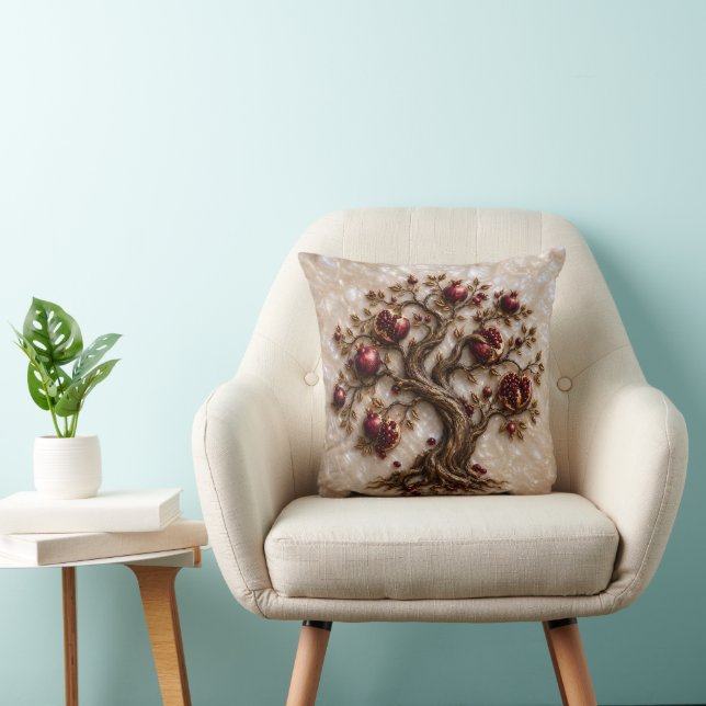 Tree of Life with Pomegranates | 3D Relief Art Cushion (Chair)