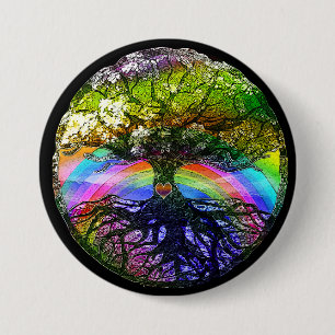 Tree of Life with Rainbow Heart 7.5 Cm Round Badge