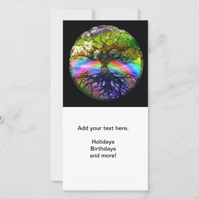 Tree of Life with Rainbow Heart Holiday Card (Front)