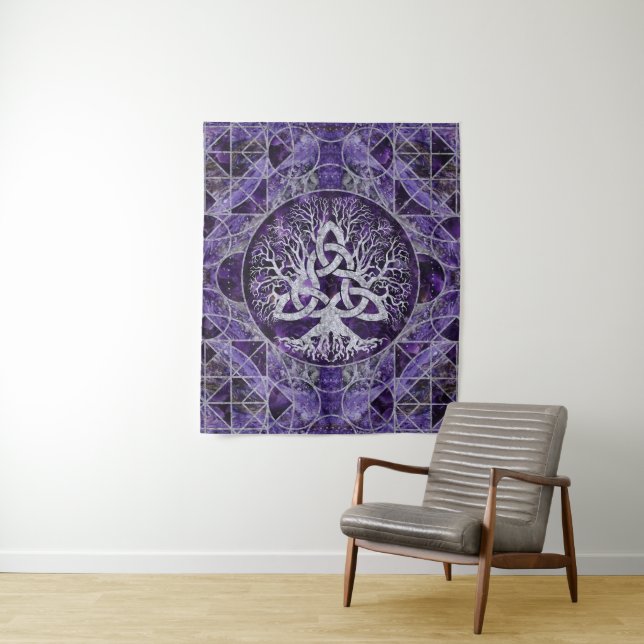 Tree of life with Triquetra Amethyst and silver Tapestry (In Situ)
