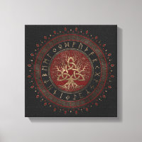 Tree of life with Triquetra Black Red Leather