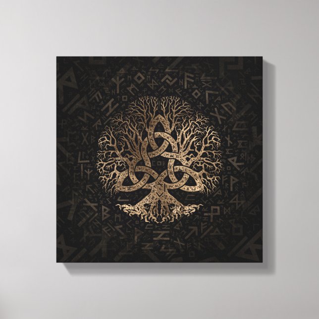 Tree of life with Triquetra on Futhark pattern Canvas Print (Front)