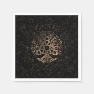 Tree of life with Triquetra on Futhark pattern Napkin