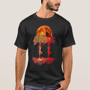 Tree Of Life With Woman Yoga Chakra Cat Kitten Moo T-Shirt