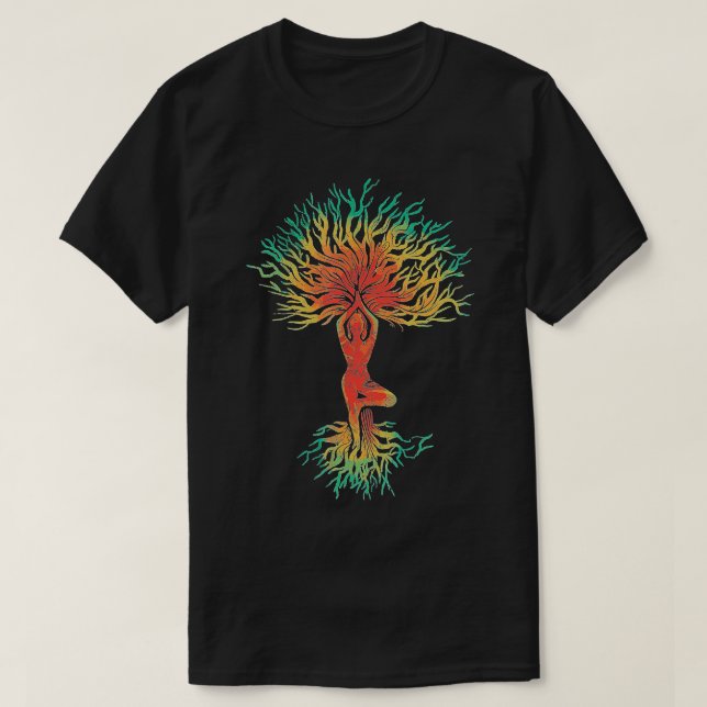 Tree of Life with Woman Yoga Tee Chakra Haka Yoga  (Design Front)