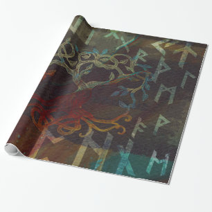 Tree of life  -Yggdrasil - and runes Wrapping Paper
