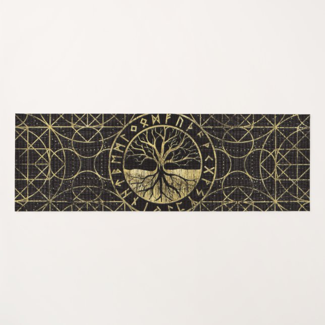 Tree of life  -Yggdrasil and  Runes Yoga Mat (Front (Horizontal))