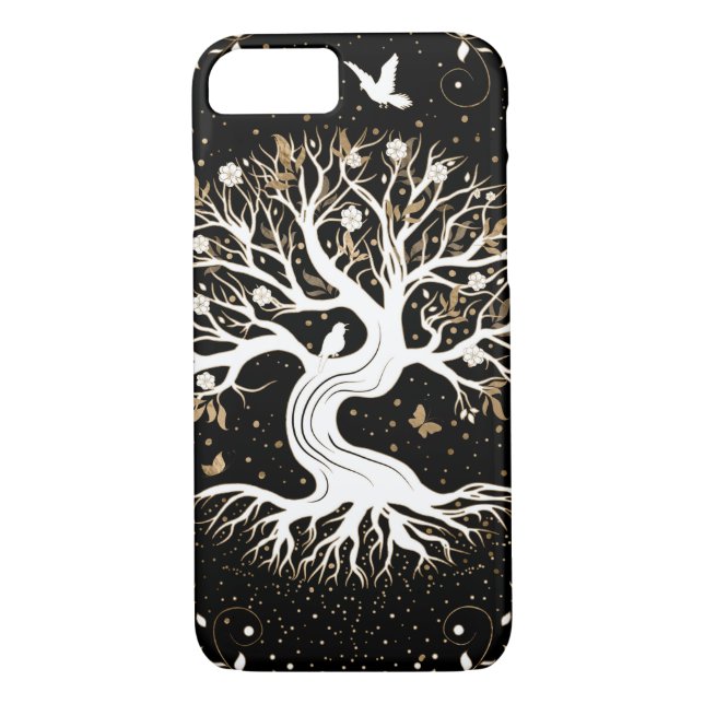Tree of Life - Yggdrasil - black white and gold Case-Mate iPhone Case (Back)