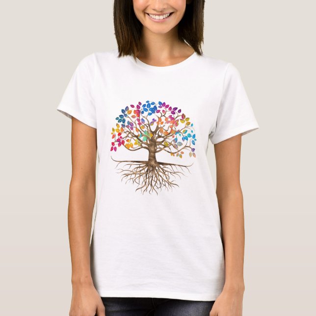 Tree of life - Yggdrasil - Colourful Leaves T-Shirt (Front)