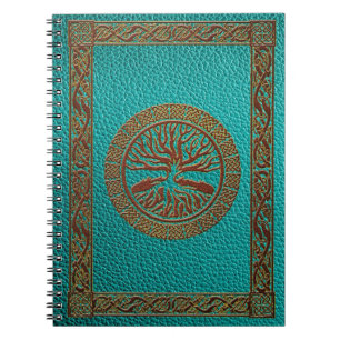 Tree of life  -Yggdrasil  - Embossed Faux Leather Spiral Notebook