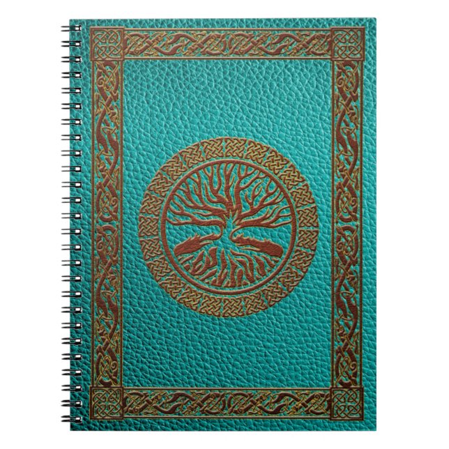 Tree of life  -Yggdrasil  - Embossed Faux Leather Spiral Notebook (Front)