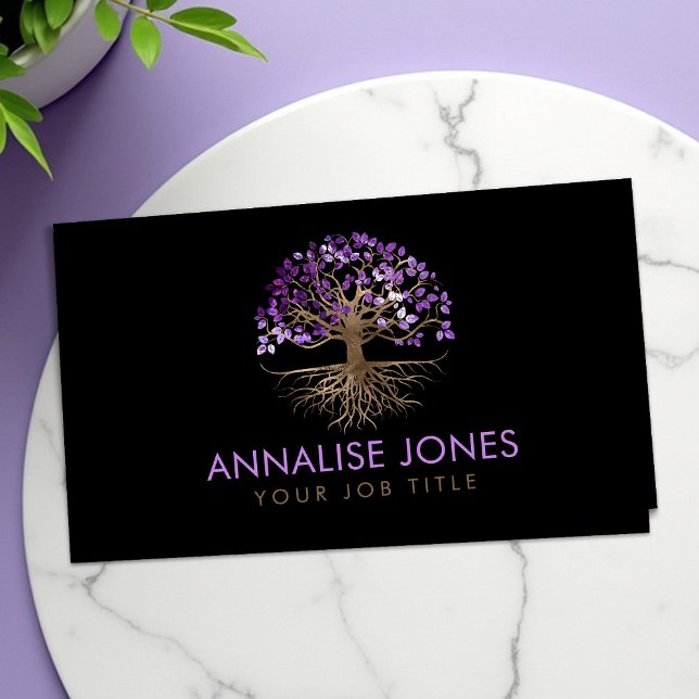 Tree of life - Yggdrasil - Gold and Amethyst Business Card (Creator Uploaded)