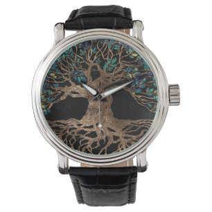 Tree of life -Yggdrasil Golden and Marble ornament Watch