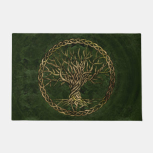 Tree of life -Yggdrasil -green and gold Doormat
