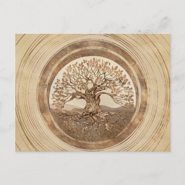 Tree of life -Yggdrasil Pastel Gold Holiday Postcard (Front)