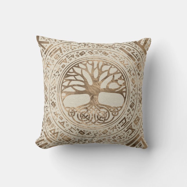 Tree of life -Yggdrasil Runic Pattern Cushion (Front)