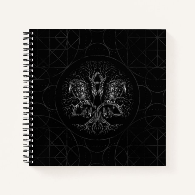 Tree of life -Yggdrasil with ravens Notebook (Front)