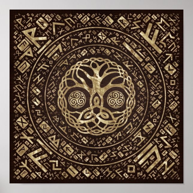 Tree of life -Yggdrasil with Trinity Knot Poster (Front)