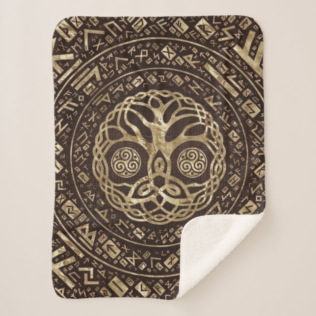 Tree of life -Yggdrasil with Trinity Knot Sherpa Blanket (Front)