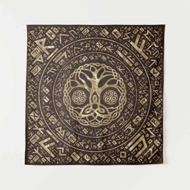 Tree of life -Yggdrasil with Trinity Knot Tapestry (Front)