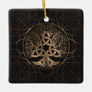 Tree of life -Yggdrasil with Triquetra Ceramic Ornament
