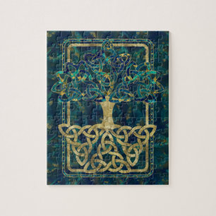 Tree of life - Yggdrasil with Triquetra  symbols Jigsaw Puzzle