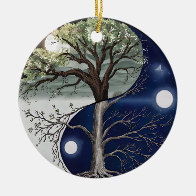 Tree of Life Yin Yang Ceramic Tree Decoration (Front)