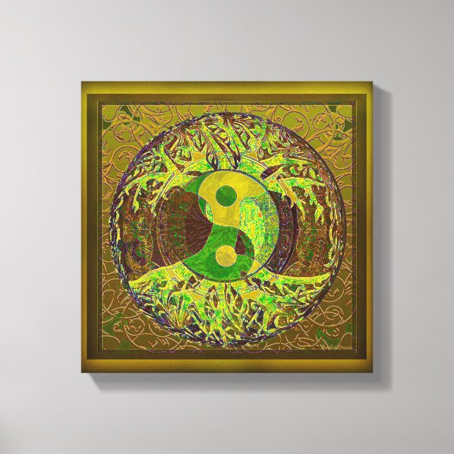 Tree of Life Yin Yang Gold Canvas Print (Front)