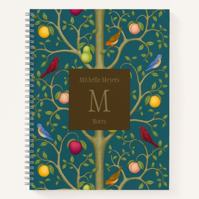 Tree of Living Treasures Monogrammed 8.5x11 Notebook (Front)