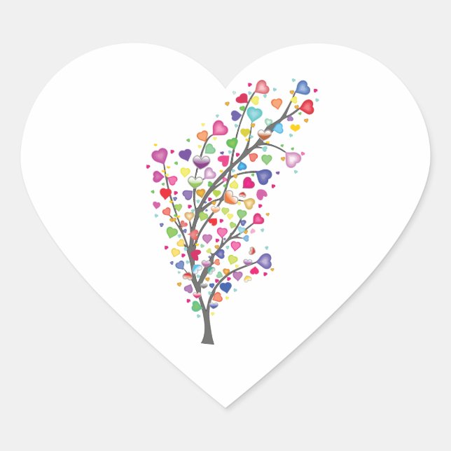 Tree of Love and Harmony Heart Sticker (Front)