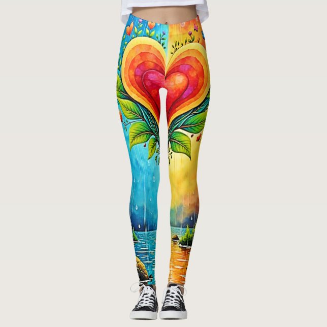 Tree of Love and Life Design Leggings (Front)