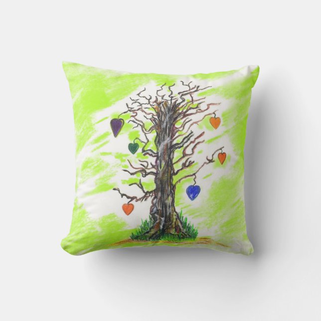 Tree of Love Lime Pillow (Front)