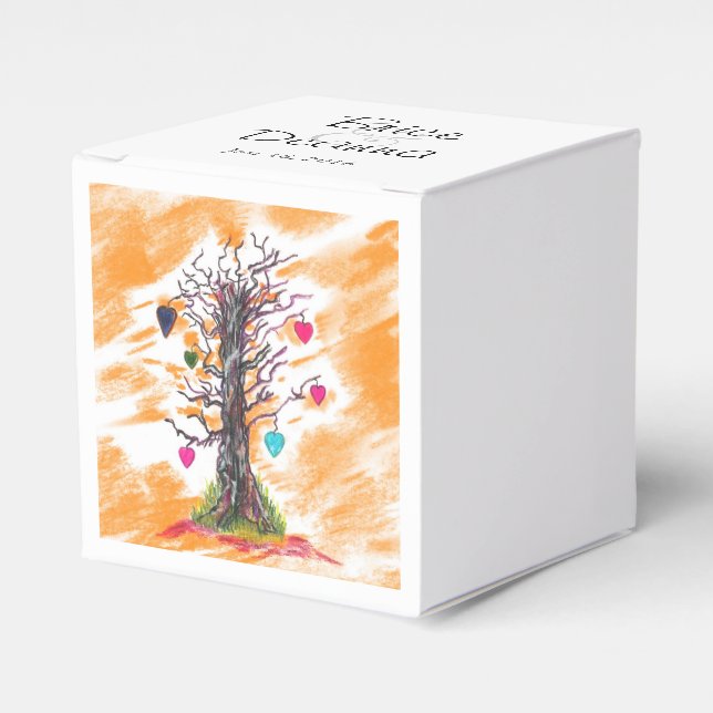 Tree of Love Orange Favour Box (Front Side)