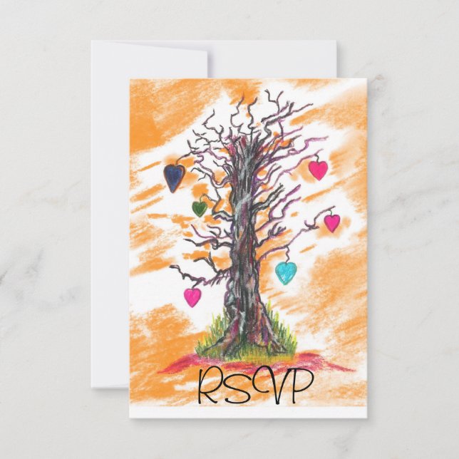 Tree of Love Orange RSVP Card (Front)