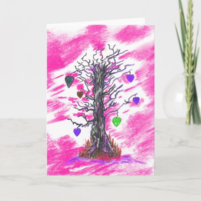 Tree of Love Pink Greeting Card (Front)
