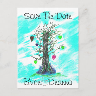 Tree of Love Teal Save The Date Announcement Postcard