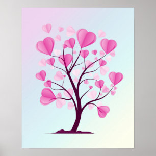 Tree of Love Tree of Hearts Pink Pastel Romantic Poster