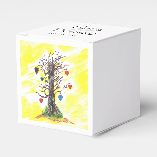 Tree of Love Yellow Favour Favour Box (Front Side)