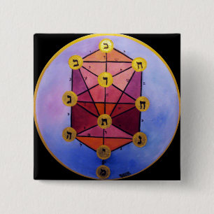 Tree of Sefirot 15 Cm Square Badge