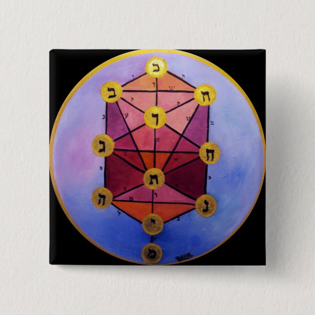 Tree of Sefirot 15 Cm Square Badge (Front)