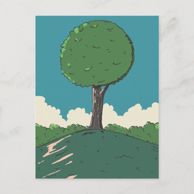 Tree on a hill postcard (Front)