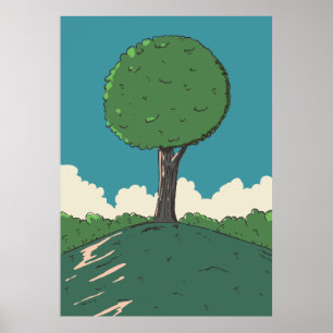 Tree on a hill poster